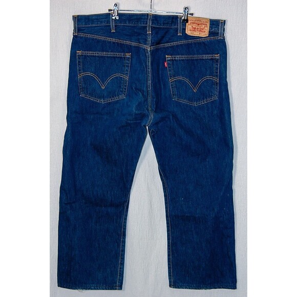 Levis 501 Mens Blue Jeans Actual 42x27 Straight Fit EUC Tag 42x30 READ - Picture 2 of 4